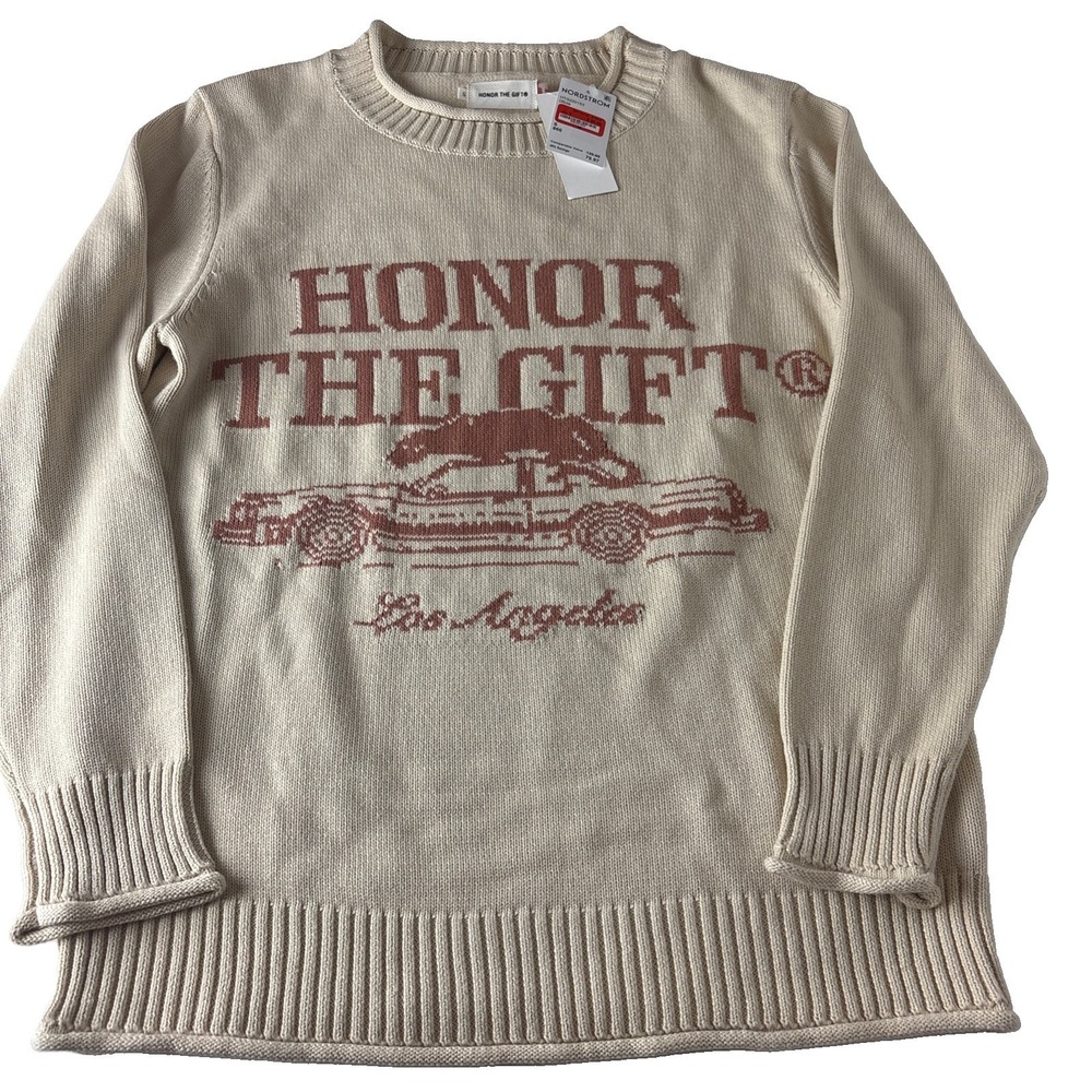 New Honor The Gift HTG Pack Sweater Cream Size S Unisex 100% Cotton